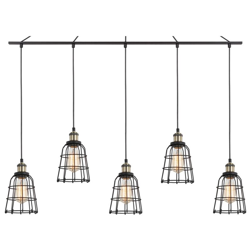 Woodbridge Lighting Fulton ST64 5-Light Metal Linear Pendant in Bronze/Brass