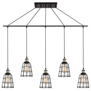 Woodbridge Lighting Fulton ST64 5-Light Metal Linear Pendant in Bronze/Brass