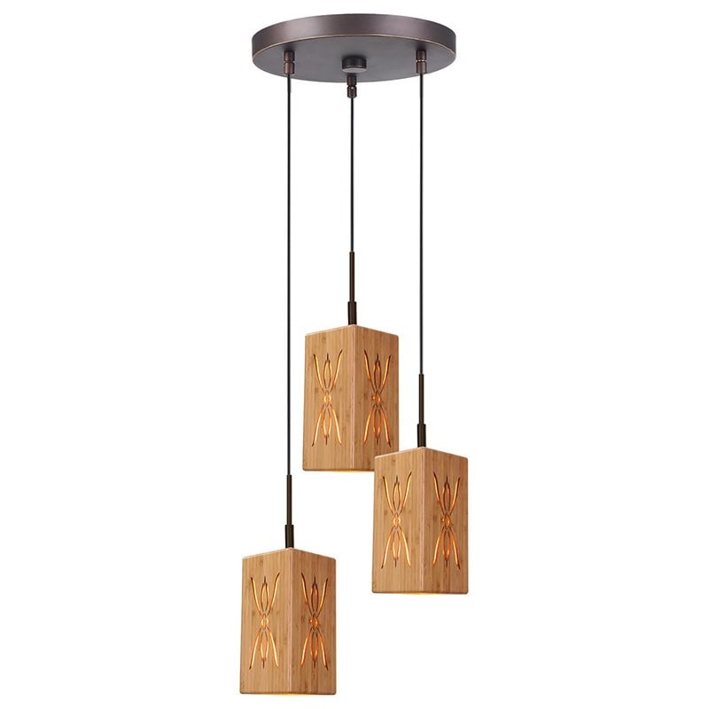 Woodbridge Lighting Light House 3Lt Bamboo Cluster Pendant in Serymmetry/Bronze