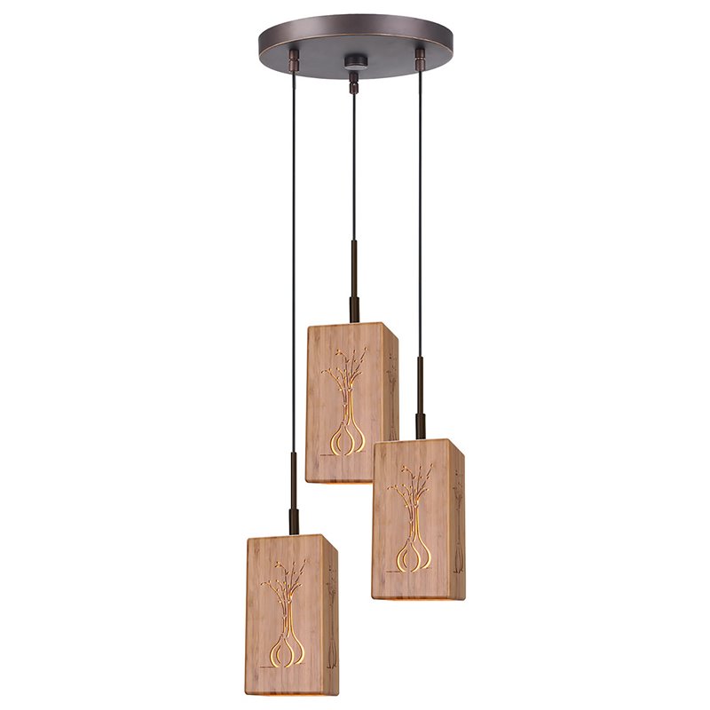 Woodbridge Lighting Light House 3Lt Bamboo Cluster Pendant in Vessel/Bronze