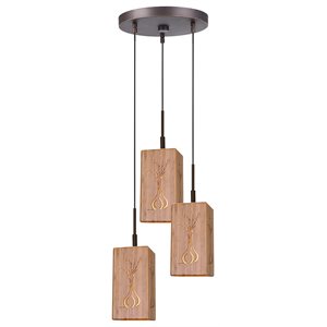 Woodbridge Lighting Light House 3Lt Bamboo Cluster Pendant in Vessel/Bronze