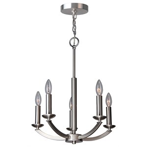 Woodbridge Lighting Lola 16.5&quot 5-Light Metal Chandelier in Satin Nickel