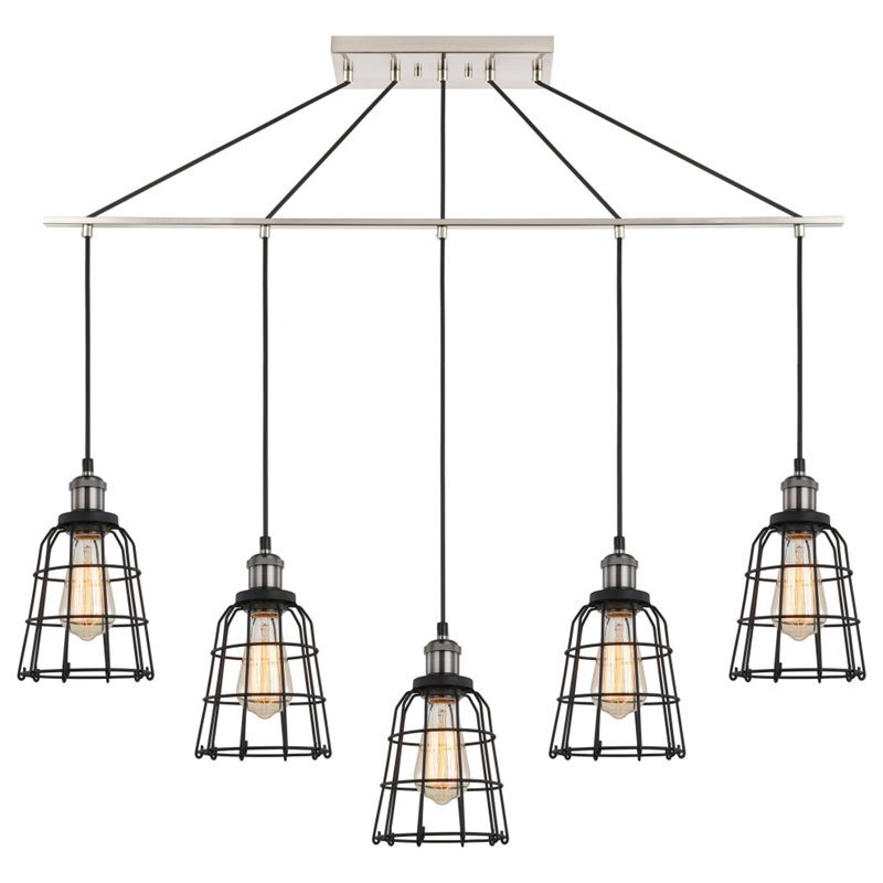 Woodbridge Lighting Fulton ST64 5-Light Metal Linear Pendant in Antique Nickel
