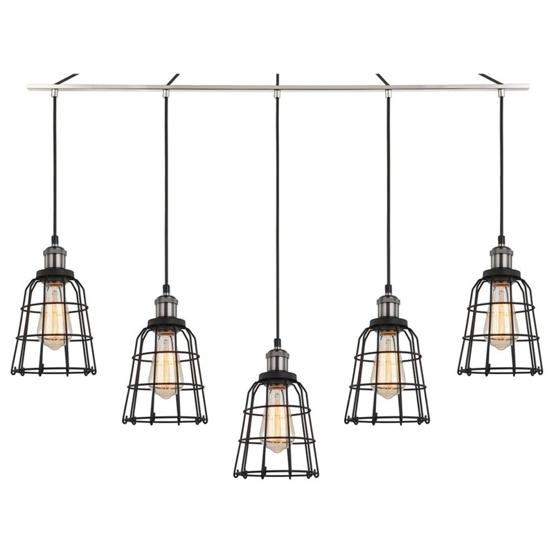 Woodbridge Lighting Fulton ST64 5-Light Metal Linear Pendant in Antique Nickel