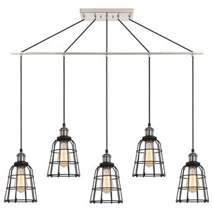 Woodbridge Lighting Fulton ST64 5-Light Metal Linear Pendant in Antique Nickel