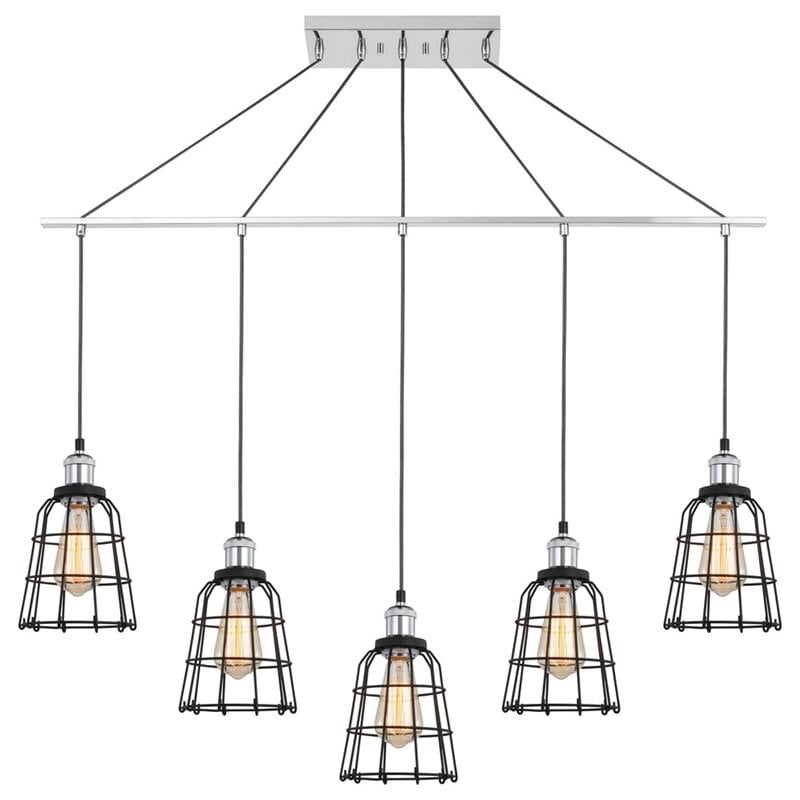 Woodbridge Lighting Fulton ST64 5-Light Metal Linear Pendant in Chrome