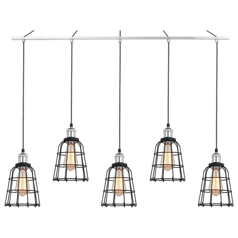 Woodbridge Lighting Fulton ST64 5-Light Metal Linear Pendant in Chrome