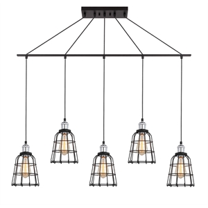 Woodbridge Lighting Fulton ST64 5-Light Metal Linear Pendant in Chrome/Bronze