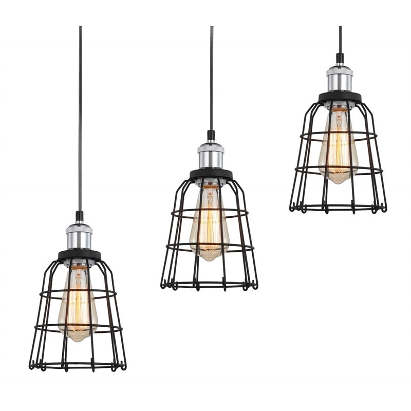 Woodbridge Lighting Fulton ST64 5-Light Metal Linear Pendant in Chrome/Bronze