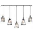 Woodbridge Lighting Fulton ST64 5-Light Metal Linear Pendant in Gray/Bronze