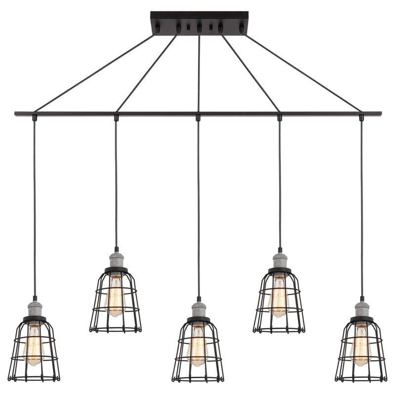 Woodbridge Lighting Fulton ST64 5-Light Metal Linear Pendant in Gray/Bronze