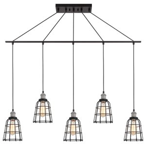 Woodbridge Lighting Fulton ST64 5-Light Metal Linear Pendant in Gray/Bronze