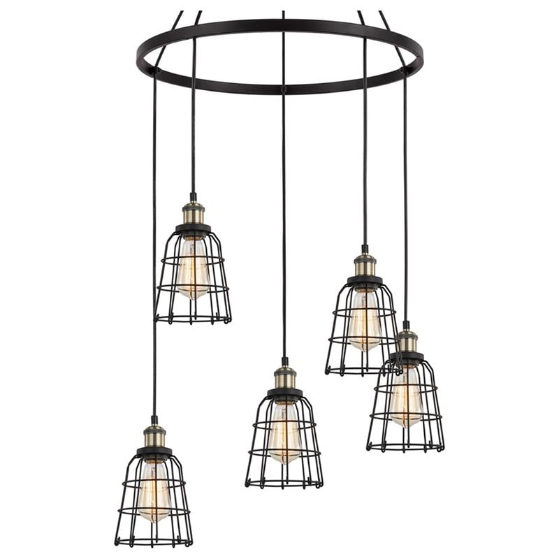 Woodbridge Lighting Fulton ST64 5-Light Metal Chandelier in Antique Brass/Bronze