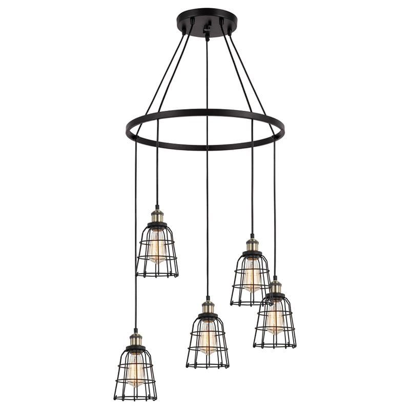 Woodbridge Lighting Fulton ST64 5-Light Metal Chandelier in Antique Brass/Bronze