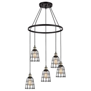 Woodbridge Lighting Fulton ST64 5-Light Metal Chandelier in Antique Brass/Bronze