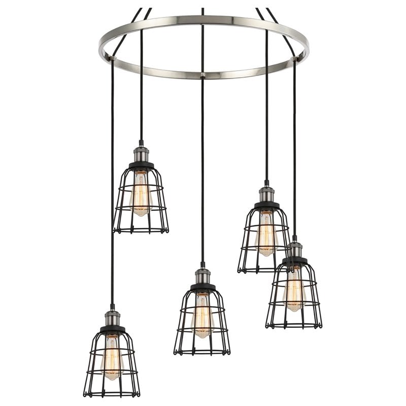 Woodbridge Lighting Fulton ST64 5-Light Metal Chandelier in Antique Nickel