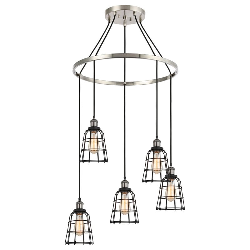 Woodbridge Lighting Fulton ST64 5-Light Metal Chandelier in Antique Nickel