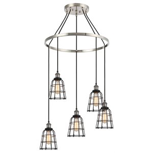Woodbridge Lighting Fulton ST64 5-Light Metal Chandelier in Antique Nickel