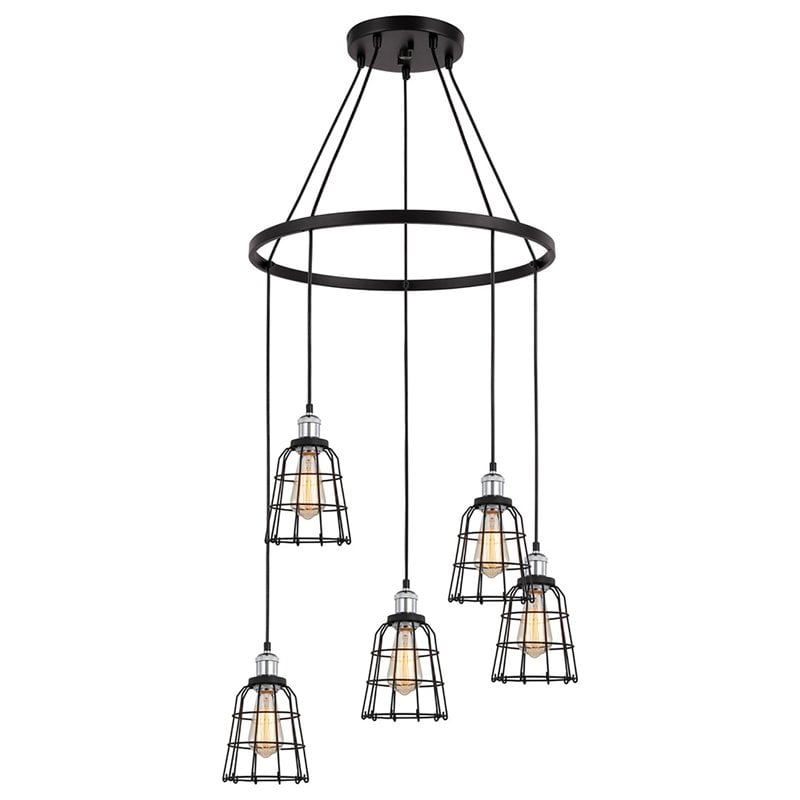 Woodbridge Lighting Fulton ST64 5-Light Metal Chandelier in Chrome/Bronze