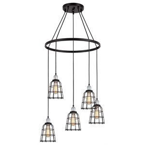 Woodbridge Lighting Fulton ST64 5-Light Metal Chandelier in Chrome/Bronze