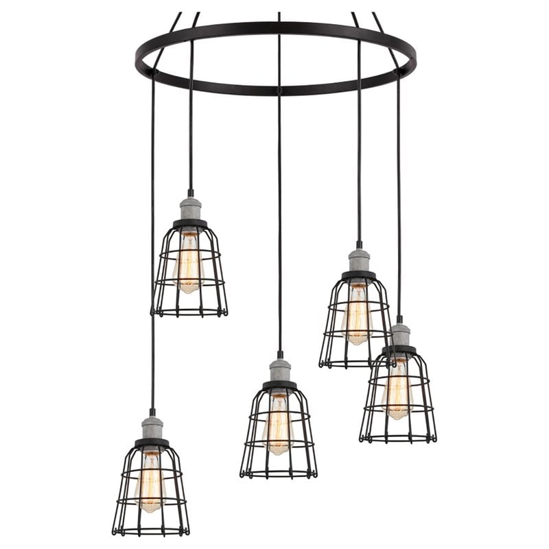 Woodbridge Lighting Fulton ST64 5-Light Metal Chandelier in Gray/Bronze