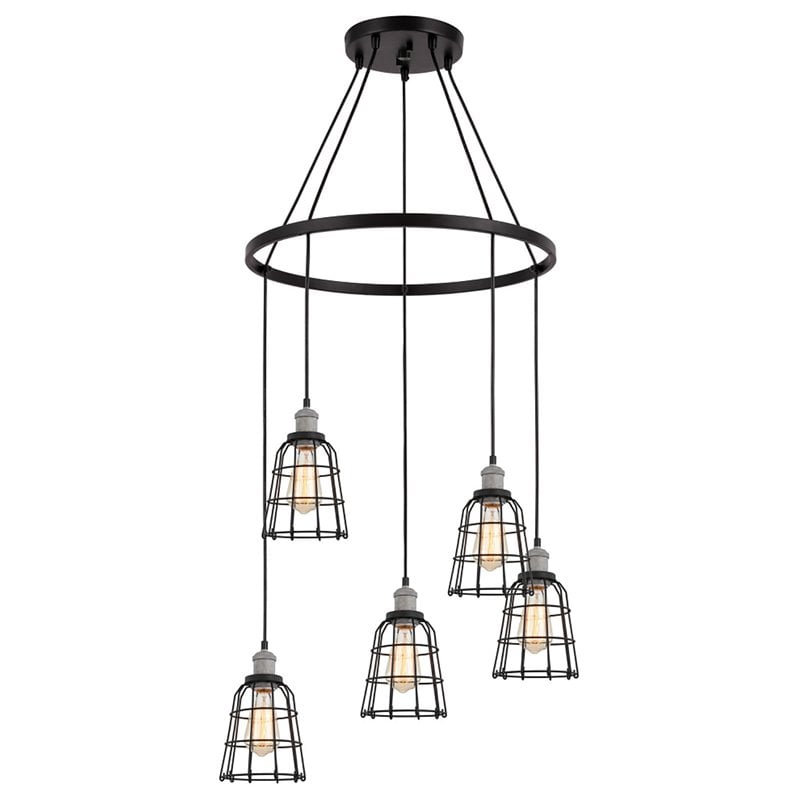 Woodbridge Lighting Fulton ST64 5-Light Metal Chandelier in Gray/Bronze
