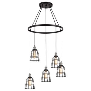 Woodbridge Lighting Fulton ST64 5-Light Metal Chandelier in Gray/Bronze
