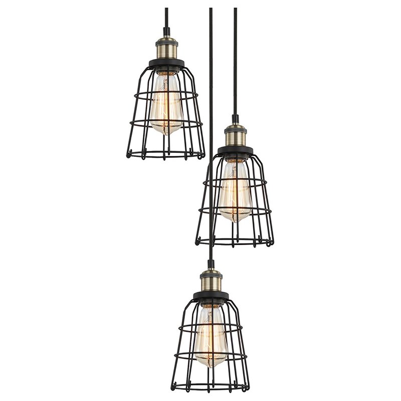 Woodbridge Lighting Fulton ST64 5-Light Metal Cluster Pendant in Antique Brass