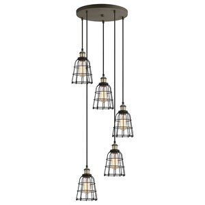 Woodbridge Lighting Fulton ST64 5-Light Metal Cluster Pendant in Bronze/Brass