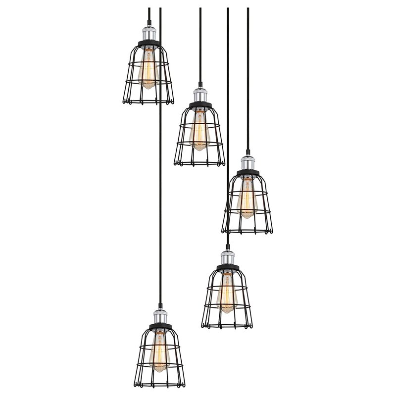 Woodbridge Lighting Fulton ST64 5-Light Metal Cluster Pendant in Chrome/Bronze