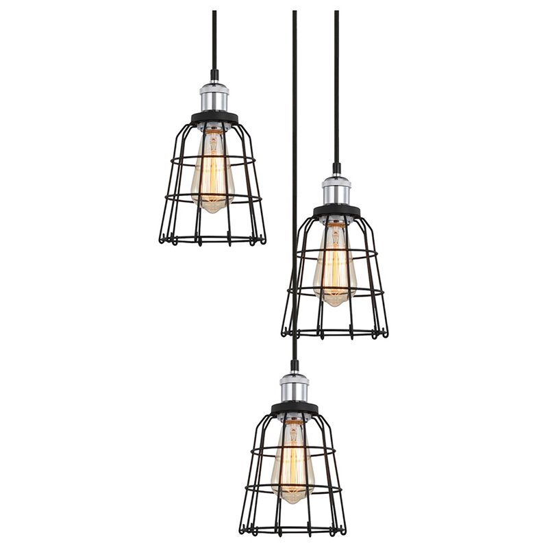 Woodbridge Lighting Fulton ST64 5-Light Metal Cluster Pendant in Chrome/Bronze