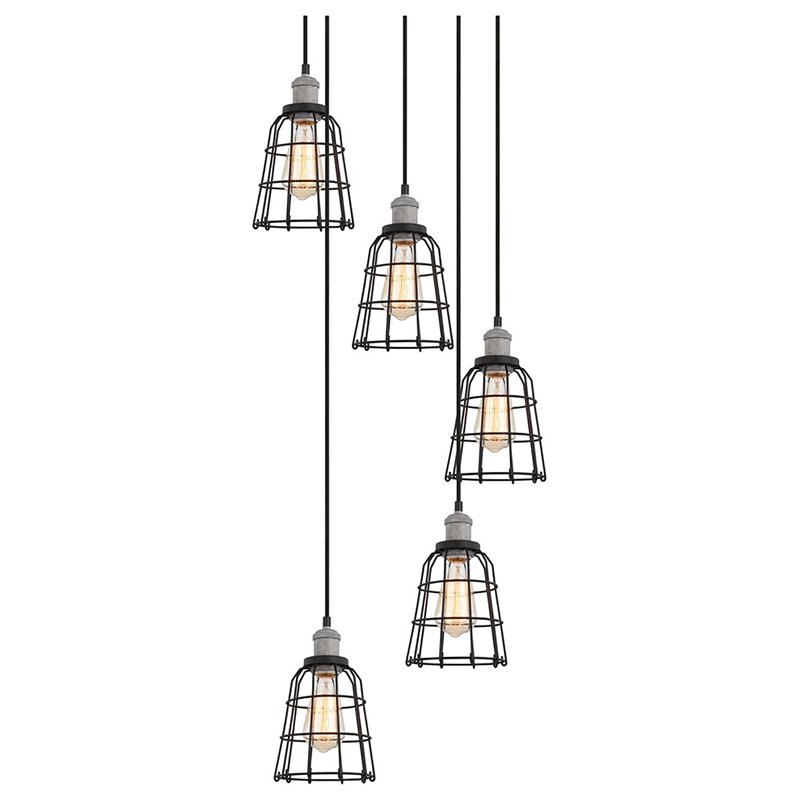 Woodbridge Lighting Fulton ST64 5-Light Metal Cluster Pendant in Gray/Bronze