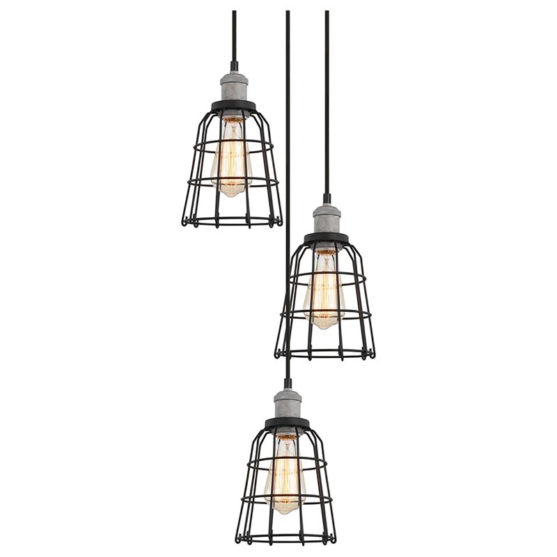 Woodbridge Lighting Fulton ST64 5-Light Metal Cluster Pendant in Gray/Bronze