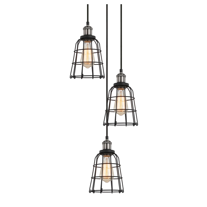 Woodbridge Lighting Fulton ST64 5-Light Metal Cluster Pendant in Antique Nickel