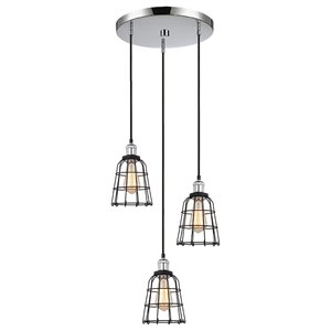 Woodbridge Lighting Fulton ST64 3-Light Metal Cluster Pendant in Chrome