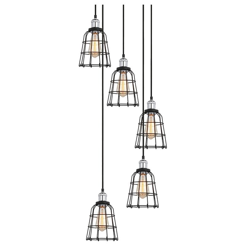 Woodbridge Lighting Fulton ST64 5-Light Metal Cluster Pendant in Chrome