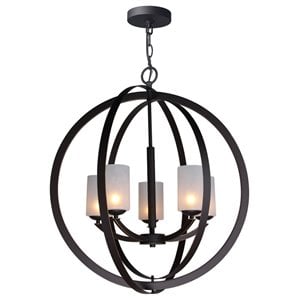 woodbridge lighting mirage 5-light round cage glass chandelier in bronze/opal