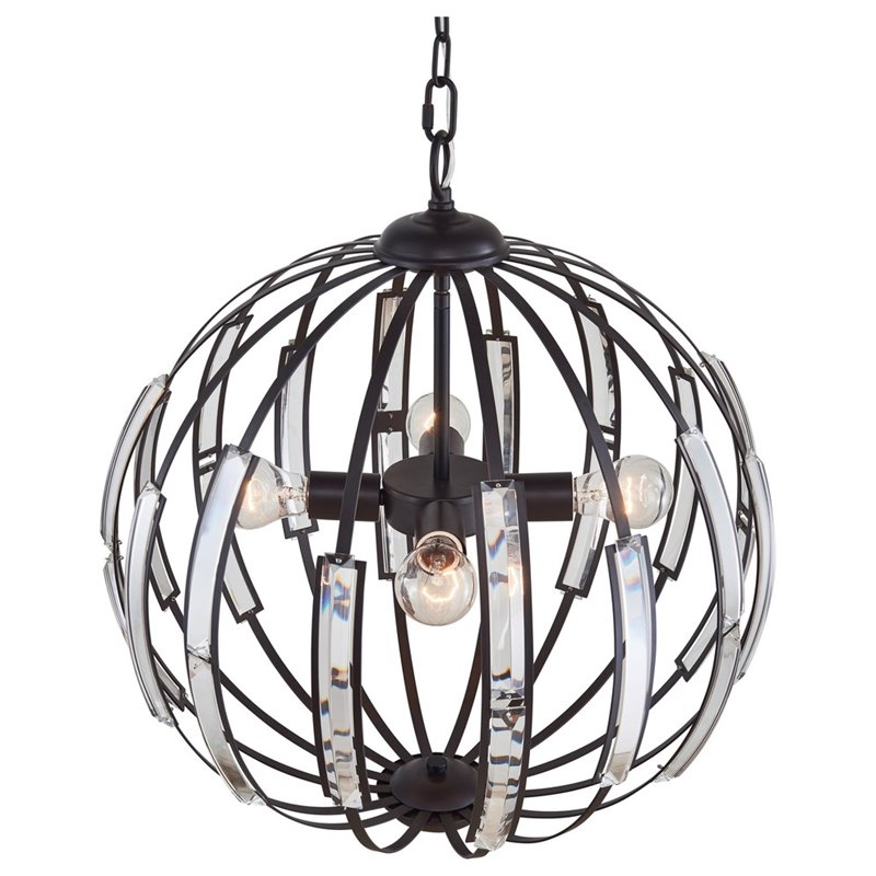 Woodbridge Lighting Parisian 4-Light Glass and Metal Globe Chandelier in Bronze