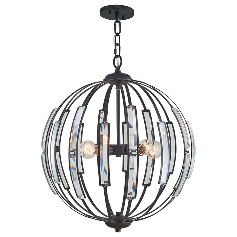 Woodbridge Lighting Parisian 4-Light Glass and Metal Globe Chandelier in Bronze