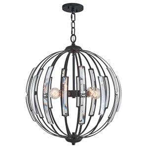 Woodbridge Lighting Parisian 4-Light Glass and Metal Globe Chandelier in Bronze