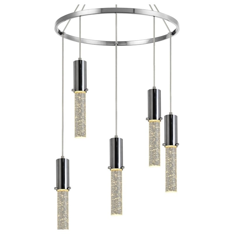 Woodbridge Lighting Pixie 5-Light Glass Chandelier in Chrome