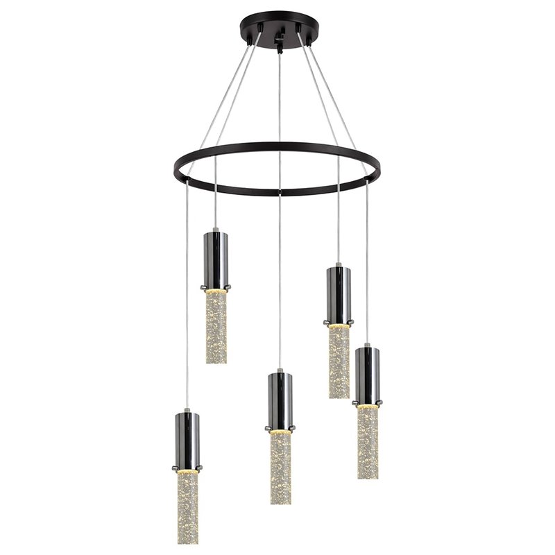 Woodbridge Lighting Pixie 5-Light Glass Chandelier in Chrome/Bronze