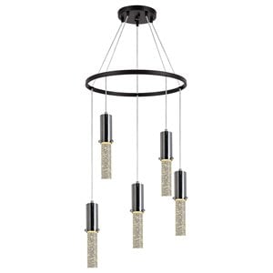 Woodbridge Lighting Pixie 5-Light Glass Chandelier in Chrome/Bronze