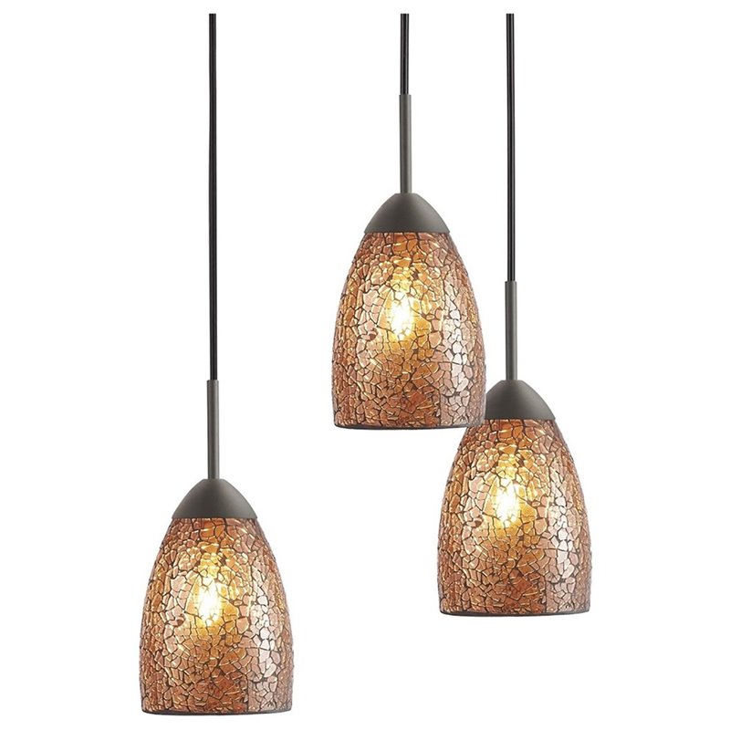 Woodbridge Lighting Venezia 5-Light Glass Chandelier in Bronze/Mosaic Amber