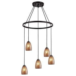 Woodbridge Lighting Venezia 5-Light Glass Chandelier in Bronze/Mosaic Amber