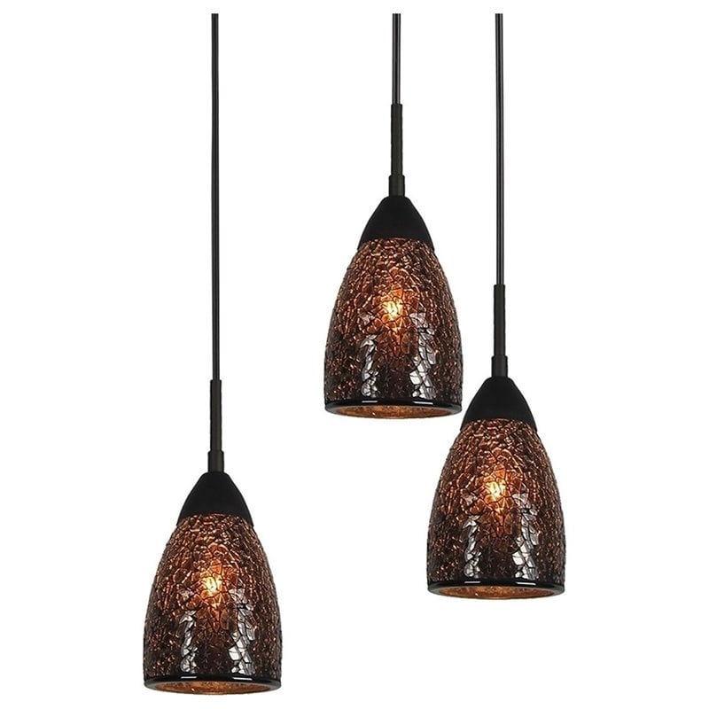 Woodbridge Lighting Venezia 5-Light Glass Chandelier in Bronze/Mosaic Mirror