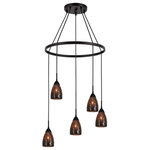 Woodbridge Lighting Venezia 5-Light Glass Chandelier in Bronze/Mosaic Mirror