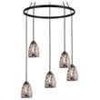 Woodbridge Lighting Venezia 5-Light Glass Chandelier in Bronze/Multi-Color