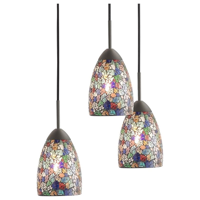 Woodbridge Lighting Venezia 5-Light Glass Chandelier in Bronze/Multi-Color
