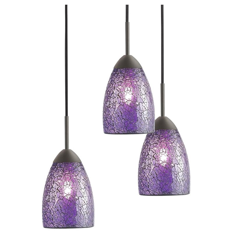 Woodbridge Lighting Venezia 5-Light Glass Chandelier in Bronze/Mosaic Purple